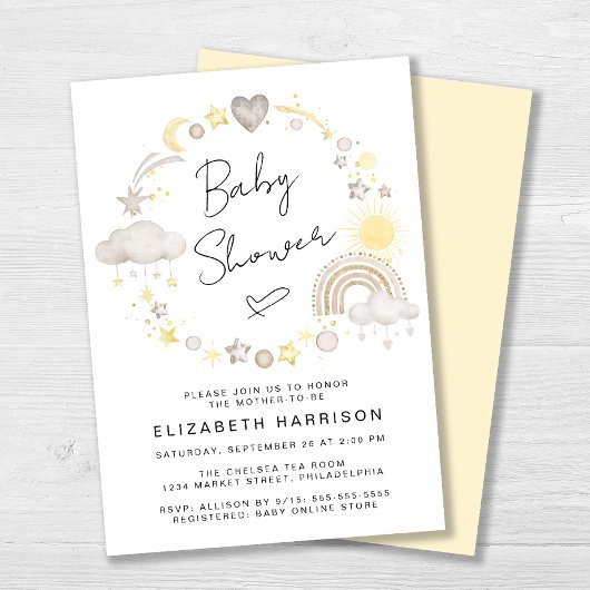 Boho Regenboog Watercolor Baby Shower Kaart