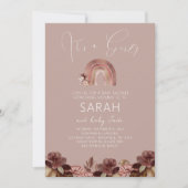 Boho Regenboog Watercolor Baby Shower Uitnodiging (Voorkant)