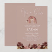 Boho Regenboog Watercolor Baby Shower Uitnodiging (Voorkant / Achterkant)