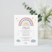 Boho Regenboog Watercolor Script Baby Shower (Staand voorkant)