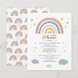 Boho Regenboog Watercolor Script Baby Shower