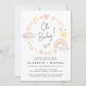 Boho regenboog Waterverf baby meisje koppels douch Kaart (Voorkant)