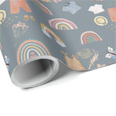 Boho regenboog waterverf baby shower cadeaupapier (Rol Hoek)