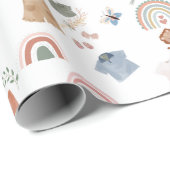 Boho regenboog waterverf baby shower inpakpapier (Rol Hoek)