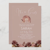 Boho regenboog waterverf baby shower uitnodiging (Voorkant / Achterkant)