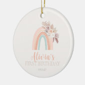 Boho Regenboog Waterverf Eerste Verjaardag Keramisch Ornament (Links)