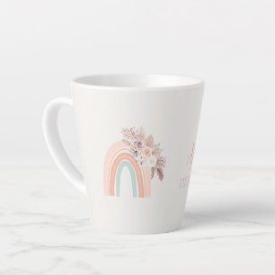 Boho Regenboog Waterverf Eerste Verjaardag Latte Mok
