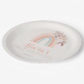 Boho Regenboog Waterverf Eerste Verjaardag Papieren Bordje (Gekanteld)