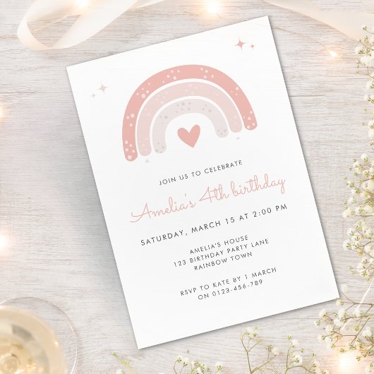 Boho regenboog Waterverf meisje roze verjaardag Kaart