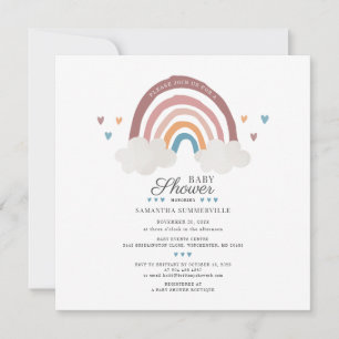 Boho Regenboog Waterverf Script Baby Shower Kaart