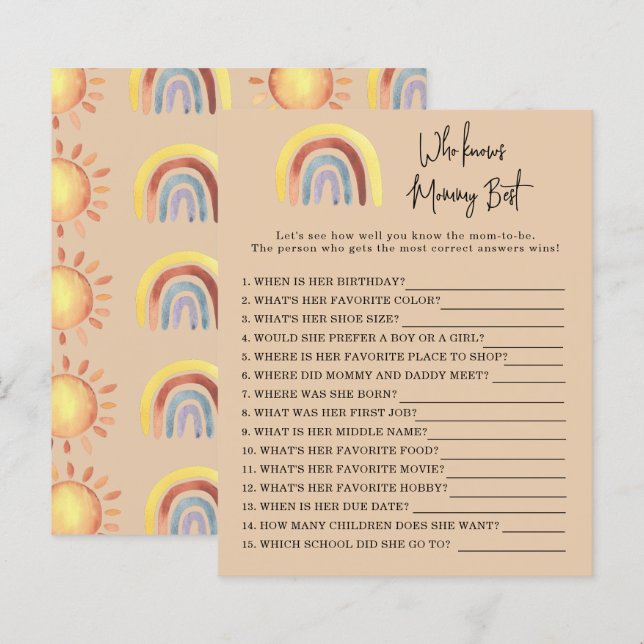 Boho Regenboog Wie kent mama het beste spel (Voorkant / Achterkant)