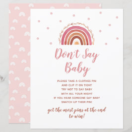 Boho Regenboog Zeg Niet Baby Shower Spel