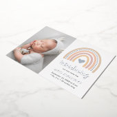 Boho Regenboog Zilveren Jongen Foto Geboorteaankon Folie Uitnodiging (Gedraaid)