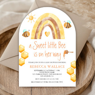 Boho Regenboog Zoete Kleine Bij Boog Baby Shower Kaart
