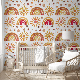 Boho regenboog zon baby meisje Kinder Behang