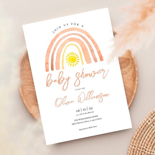 Boho Regenboog Zon Baby Shower Kaart