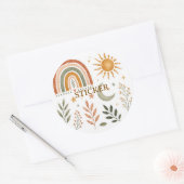 Boho Regenboog Zon Maan Botanische Sticker Sheet (Envelop)