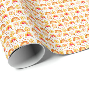 Boho regenboog zon sterren Waterverf pastelpatroon Cadeaupapier