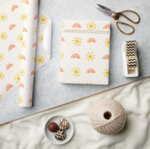 Boho Regenboog & Zonneschijn Mooie Baby Patroon Cadeaupapier
