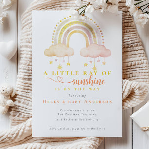 Boho regenboog zonneschijn roze meisje Baby shower Kaart