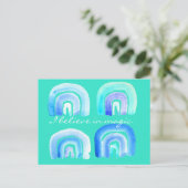 boho regenboogblauw briefkaart (Staand voorkant)