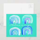 boho regenboogblauw briefkaart (Voorkant / Achterkant)