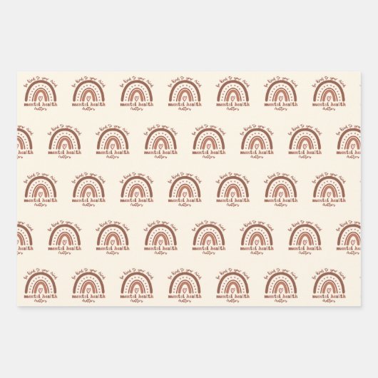 Boho-regenboogmentale gezondheid inpakpapier vel (Voorkant 2)