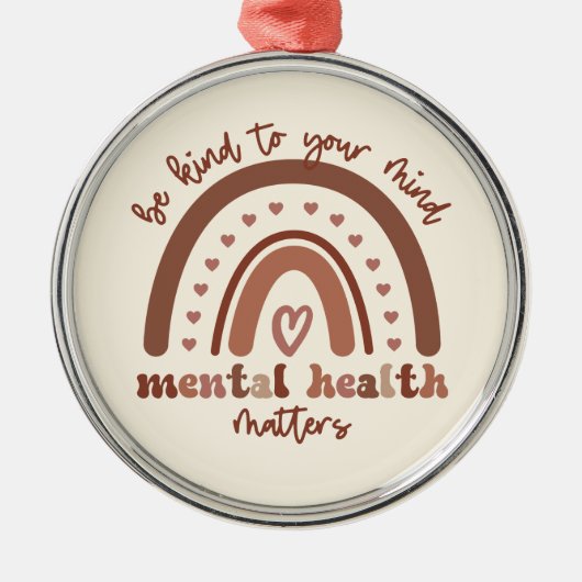 Boho-regenboogmentale gezondheid metalen ornament (Voorkant)