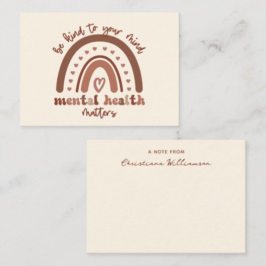 Boho-regenboogmentale gezondheid notitiekaartje (Voorkant / Achterkant)