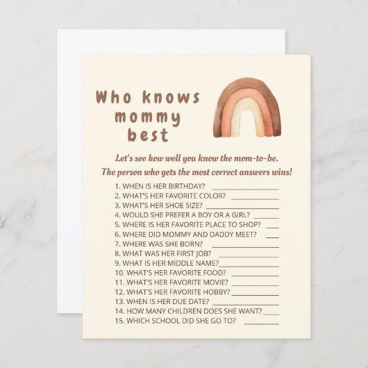 Boho regenboogminimalisme Wie kent mammie het best (Voorkant / Achterkant)