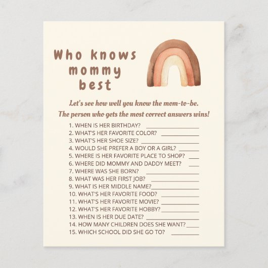 Boho regenboogminimalisme Wie kent mammie het best (Voorkant)