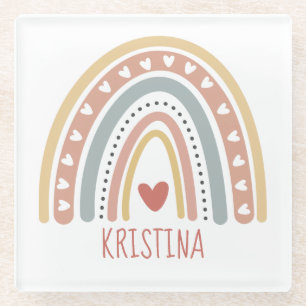 Boho-regenboogontwerp Glazen Onderzetter