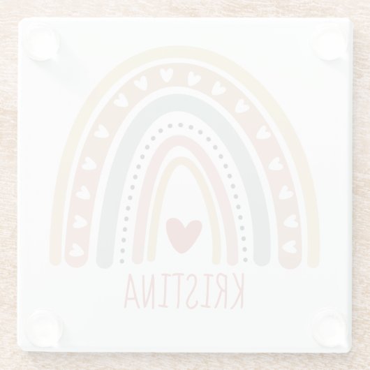 Boho-regenboogontwerp Glazen Onderzetter (Achterkant)