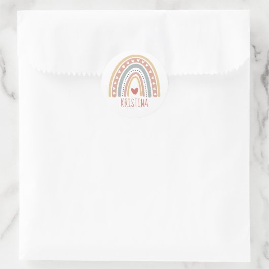 Boho-regenboogontwerp Ronde Sticker (Tas)