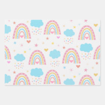 Boho-regenboogpatroon met wolken pastel