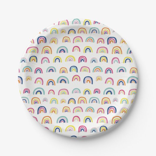 Boho regenboogpatroon papieren bordje (Voorkant)