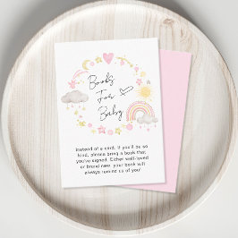 Boho regenboogroze Waterverf boeken voor Baby show Informatiekaartje