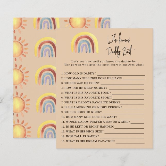 Boho Regenboogspel Wie kent PAPA het best (Voorkant / Achterkant)