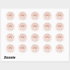 Boho regenboogstickers, baby showerstickers ronde sticker