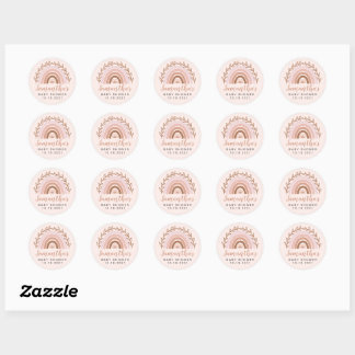 Boho regenboogstickers, baby showerstickers ronde sticker