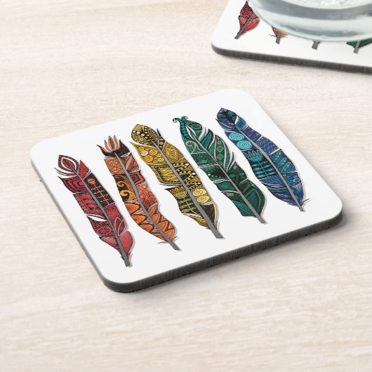 boho regenboogveren drankjes onderzetter (Linkerzijde)