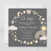Boho regenboogwolken neutraal Baby shower Kaart (Voorkant)