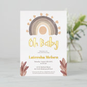 Boho regenboogzonneschijn waterverf baby shower folie uitnodiging (Staand Voorkant)