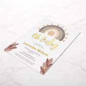 Boho regenboogzonneschijn waterverf baby shower folie uitnodiging (Gedraaid)