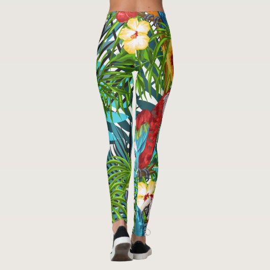 Boho regenwoud met vogels 1 Groen en blauw schatti Leggings (Achterkant)