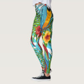 Boho regenwoud met vogels 1 Groen en blauw schatti Leggings (Links)