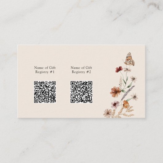 Boho Registry QR Codes Enclosure Kaart (Achterkant)