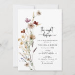 Boho Rehearsal Dinner Invitation Kaart<br><div class="desc">Deze stijlvolle en elegante bruiloft 'The Night Before'-repetitieuitnodiging bevat prachtige,  met de hand geverfde waterverf wilde bloemen die een mooie bouquet zijn die perfect is voor lente-,  zomer- of valbruiloften. Zoek overeenkomende objecten in het Witte Boho Wildflower Wedding Collectie.</div>