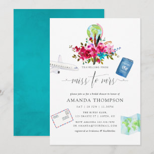 Boho Reizen van Miss naar Mrs Bruiloft Feest Kaart