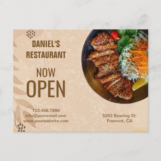 Boho Restaurant Marketing Postcard Briefkaart (Voorkant)